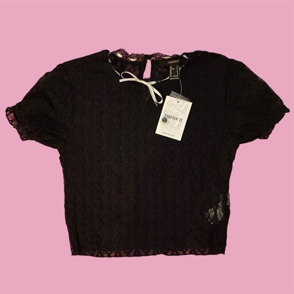 cute black lace crop top